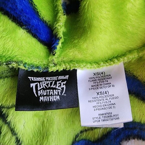 Nickelodeon Teenage Mutant‎ Ninja Turtles Bath Robe Boy Size XS 4 Green - Picture 4 of 4